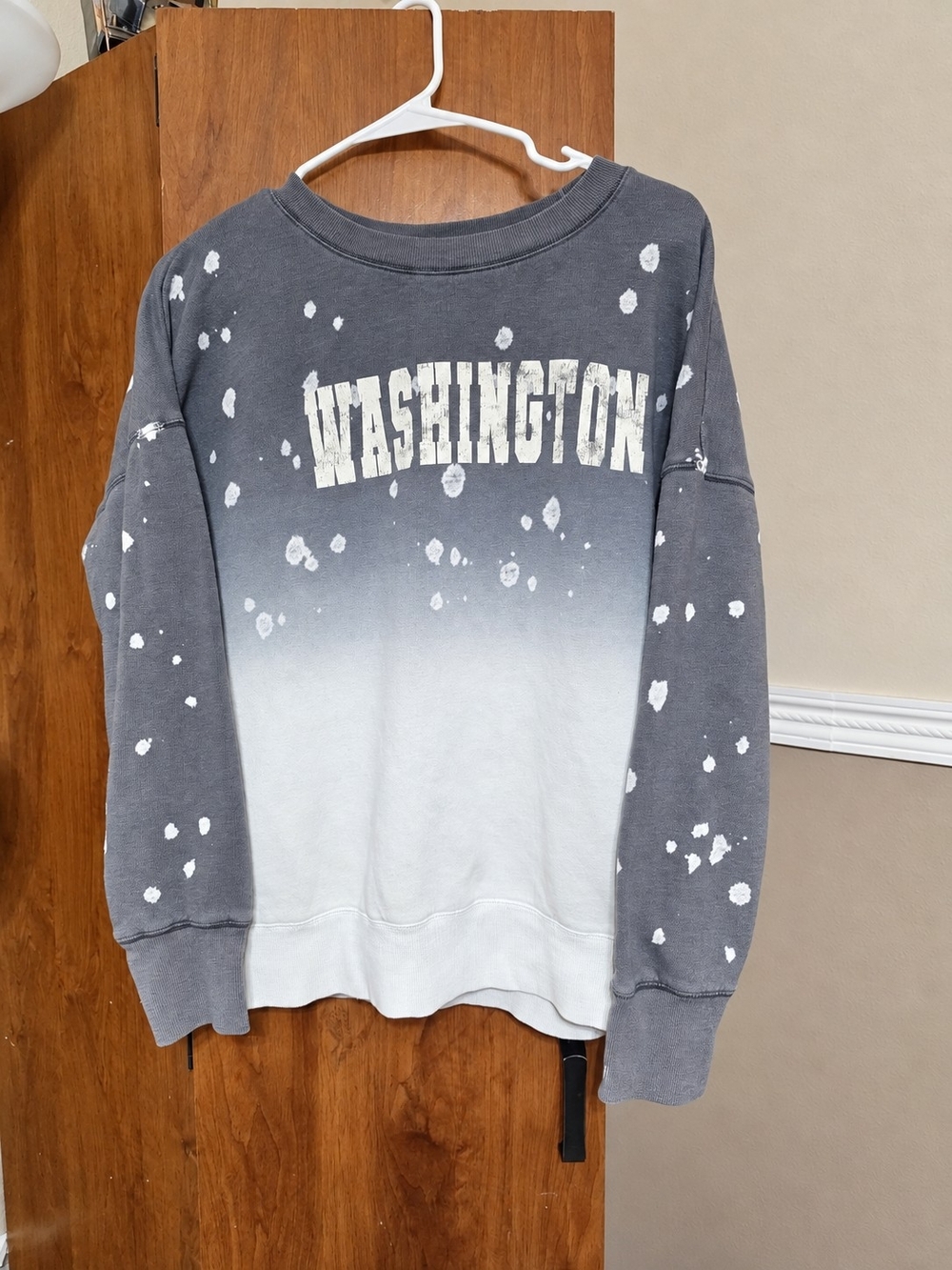 Maurices Gray-to-White Ombre "Washington" Pullover Sweatshirt